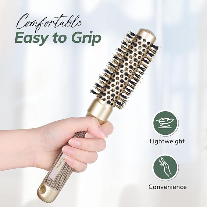 Round Brush for Blow Drying, Nano Thermal Ceramic & Ionic Tech Hair Brush with Boar Bristles, Professional Round Barrel Brush for Styling,Curling and Straightening by Sndyi (2 Inch, Barrel 1 Inch)-VivaGrace Women