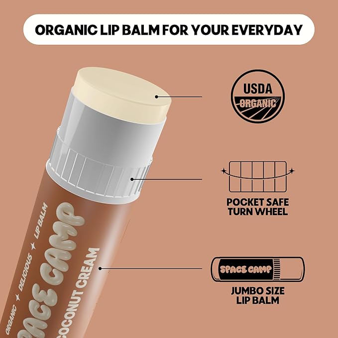 Wellness Jumbo Lip Balm - Coconut Cream Organic Flavored Balm (2 Pack)-VivaGrace Women