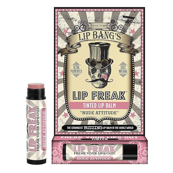 Doctor Lip Bang's BUZZING Lip Balm | Lip Freak | 100% All Natural | Cruelty Free | Nude Attitude | 2 Pack-VivaGrace Women