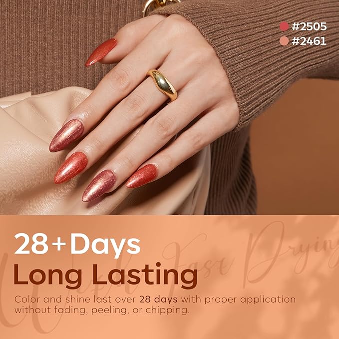 modelones Chameleon Gel Nail Polish Set, 6 Colors Fall Gel Polish Kit Glitter Shimmer Brown Orange Yellow Soak Off LED Nail Lamp Home Gift DIY Salon For Women Girl-VivaGrace Women