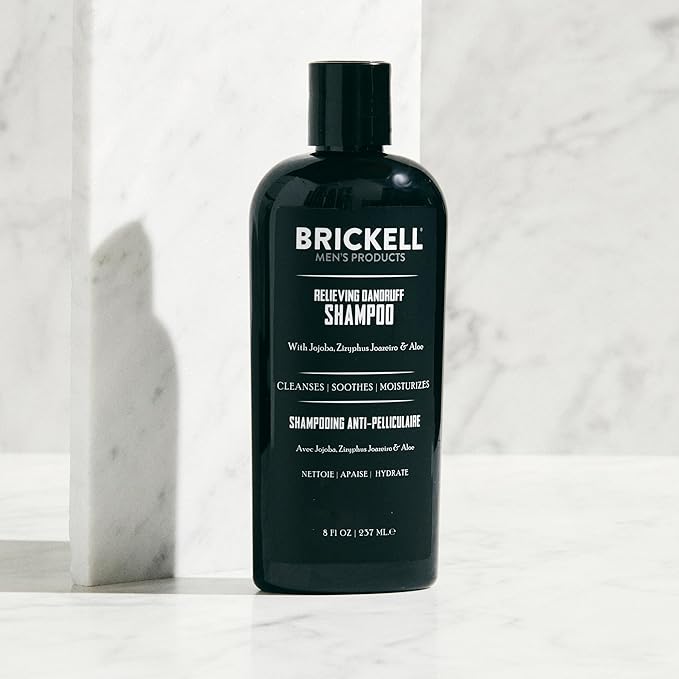 Brickell Men's Relieving Dandruff Shampoo For Men, Natural & Organic, Soothes and Eliminates Dandruff with Ziziphus Joazeiro, Aloe and Jojoba Oil (8 oz)-VivaGrace Women