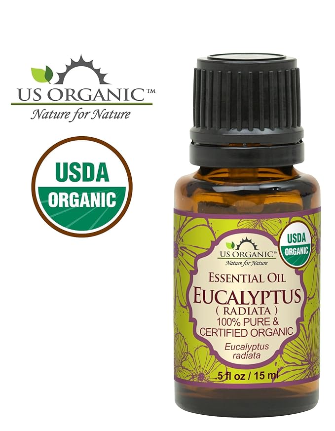 US Organic 100% Pure Eucalyptus Essential Oil (Radiata) - USDA Certified Organic, Steam Distilled - W/Euro droppers (More Size Variations Available) (15 ml / .5 fl oz)-VivaGrace Women