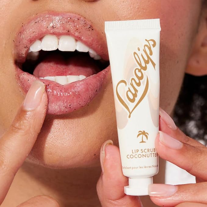 Lanolips Lip Scrub - Natural Lip Exfoliator Made with Lanolin, Vitamin E & Finely Ground Coconut Shells - Gentle Sugar Scrub for Healthy, Soft Lips - Coconutter (.35 oz)-VivaGrace Women