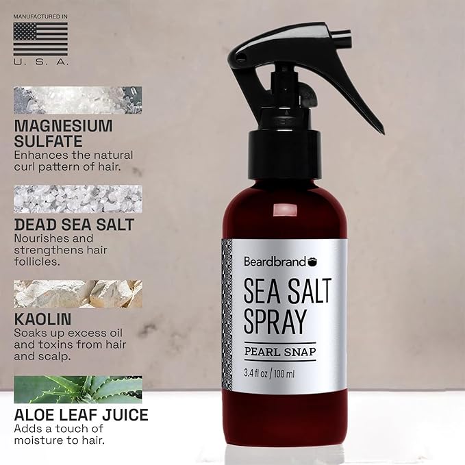 Beardbrand Sea Salt Spray for Men – Hair Texture Spray Adds Instant Volume, For Lightweight Natural Textured Look, Pearl Snap Scent, Achieve Effortless Style & All-Day Hold-VivaGrace Women