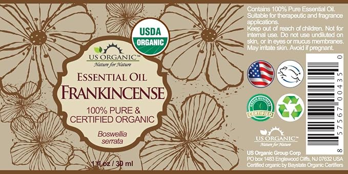 US Organic 100% Pure Frankincense Essential Oil, USDA Certified Organic, Steam Distilled, Boswellia serrata, Origin_India, Use Topically or in Diffuser (30 ml, Value 2Pack)-VivaGrace Women