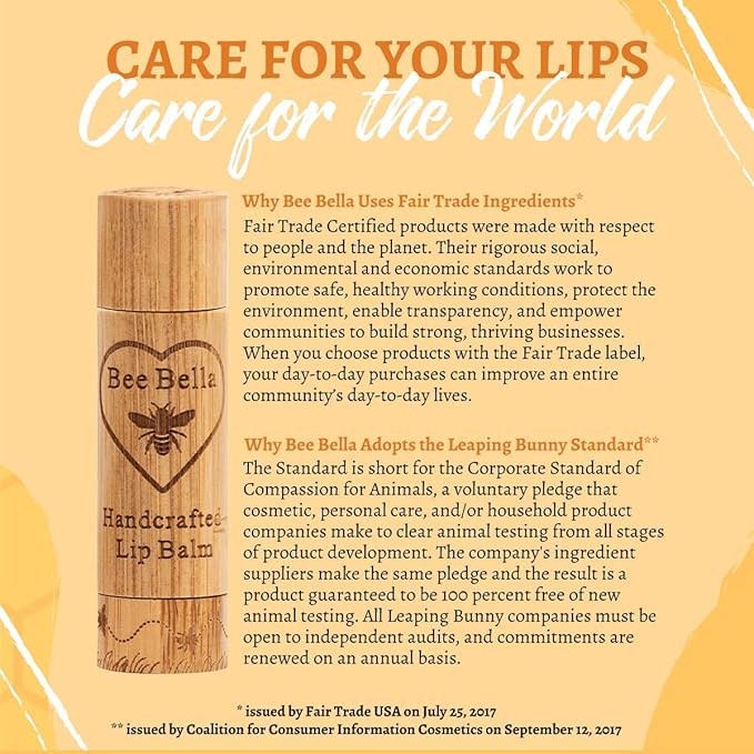 Bee Bella Lip Balm, Peppermint, 3 Pack - Hydrating, Moisturizing Lip Care, 100% Natural, Original Organic Beeswax with Vitamin E, Handmade in USA-VivaGrace Women