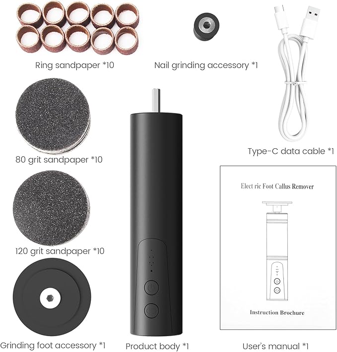 Electric Foot Callus Remover, 2 in 1 | 6 Speed Adjustable Foot File Nail Grinder with Sandpaper Disks, Professional Sander Pedicure Tool for Feet Dead Skin, Self Care Gifts for Women Mom Lover Friends-VivaGrace Women