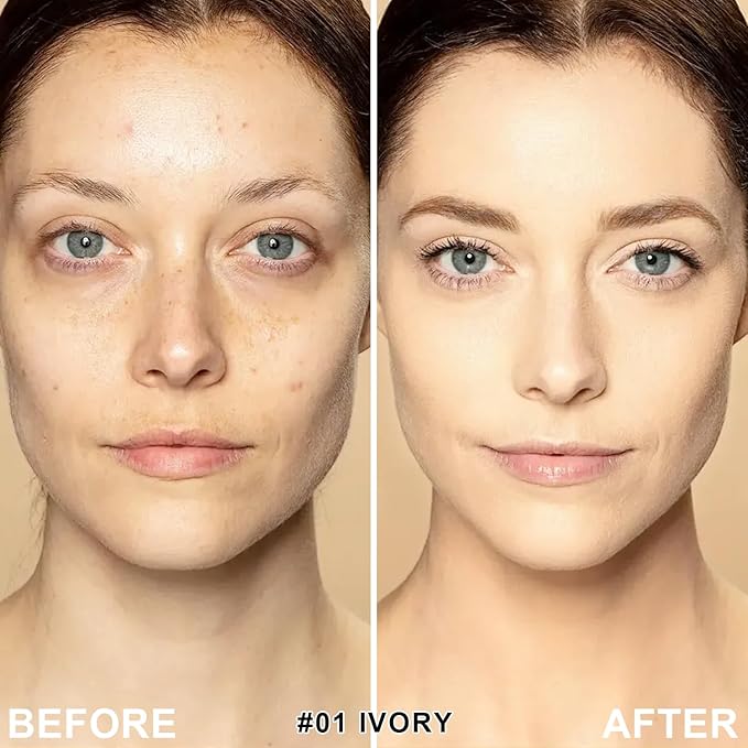 Mushroom Head Air Cushion CC Cream Foundation - Moisturizing Concealer for Even Skin Tone - Makeup Base Primer (#01 Ivory White)-VivaGrace Women