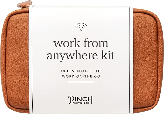 Pinch Provisions Work from Anywhere Kit, Includes 18 Essentials to Help You Stay on Task, Must-Have Essentials, Compact Multi-Functional Double-Pocket Vegan Leather Pouch-VivaGrace Women