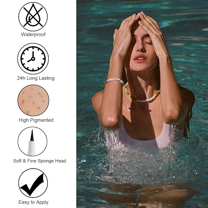 Freckle Pen, Freckle Makeup Pen for Face, Waterproof Long Lasting Quick Dry Faux Freckle Pen, Soft Artificial Freckles Makeup Face Decoration, Create Natural Sunkissed Skin (Chestnut)-VivaGrace Women