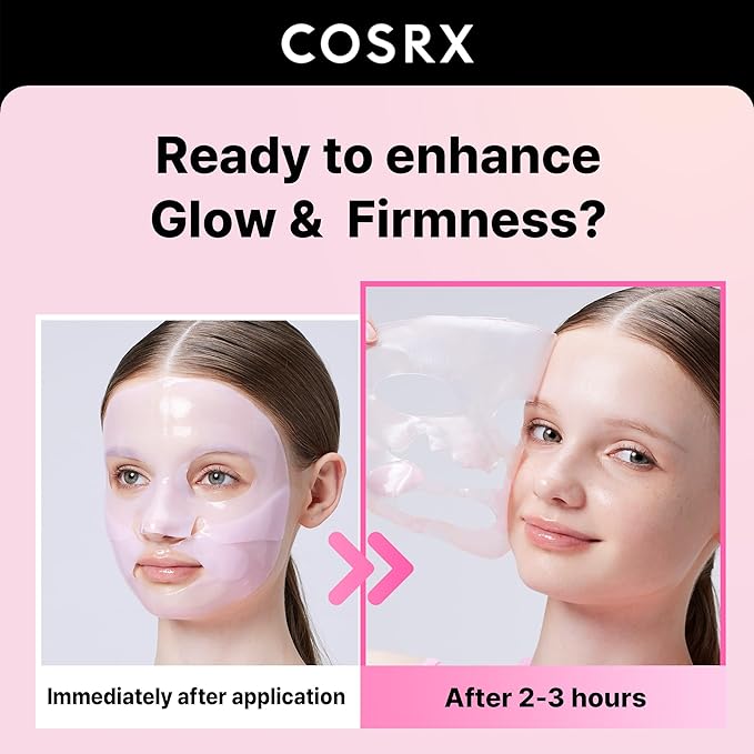 COSRX The Peptide Collagen Lifting Glow Hydrogel Face Masks Skincare 3 EA, Collagen Face Mask, Travel Essentials, Overnight Face Mask, Korean SkinCare-VivaGrace Women