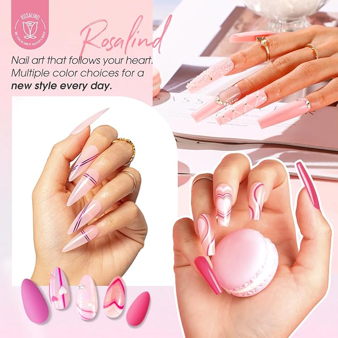 ROSALIND Pink Gel Polish, 8 Colors Hot Pink Light Pink Neon Pink Gel Nail Polish Set Pink Shades Pink Valentine Gel Polish Collection Nail Art Gift DIY at Home-VivaGrace Women