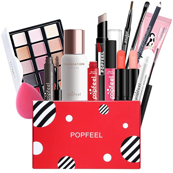 All-in-One Makeup Gift Set Carry All Makeup Kit Women Full Kit With Makeup Bag Lipgloss Lipstick Concealer Blush Foundation Face Powder Eyeshadow Palette Cosmetic Palette #2-VivaGrace Women