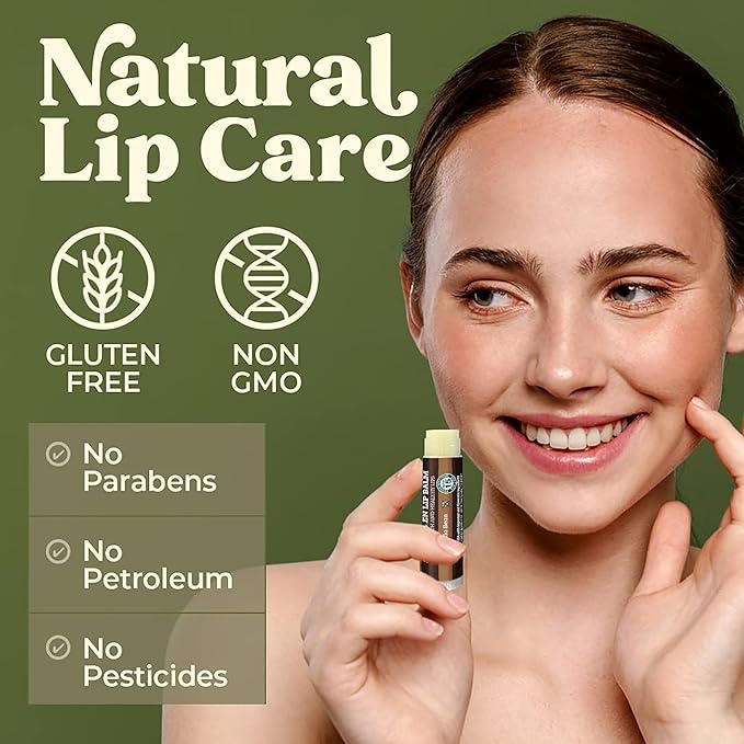 SPF Lip Balm 4-Pack by Earth's Daughter - Lip Sunscreen, SPF 15, Organic Ingredients, Vanilla Flavor, Beeswax, Coconut Oil, Vitamin E - Hypoallergenic, Paraben Free, Gluten Free-VivaGrace Women