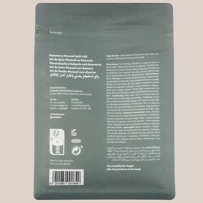 Dead Sea Salts for Soaking - Relaxing Salt Bath Soak for Body Rejuvenation - Natural Mineral Salts - Coarse Dead Sea Salt Bath Salts for Women & Men w/Rosemary Essential Oil (2.2lb)-VivaGrace Women