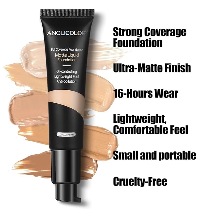 Matte Oil Control Concealer Foundation Flawless Soft Long Lasting Foundation Makeup,Waterproof Full Coverage Face Makeup Strong Concealer Foundation for Oily Acne Skin (#101 Porcelain)-VivaGrace Women