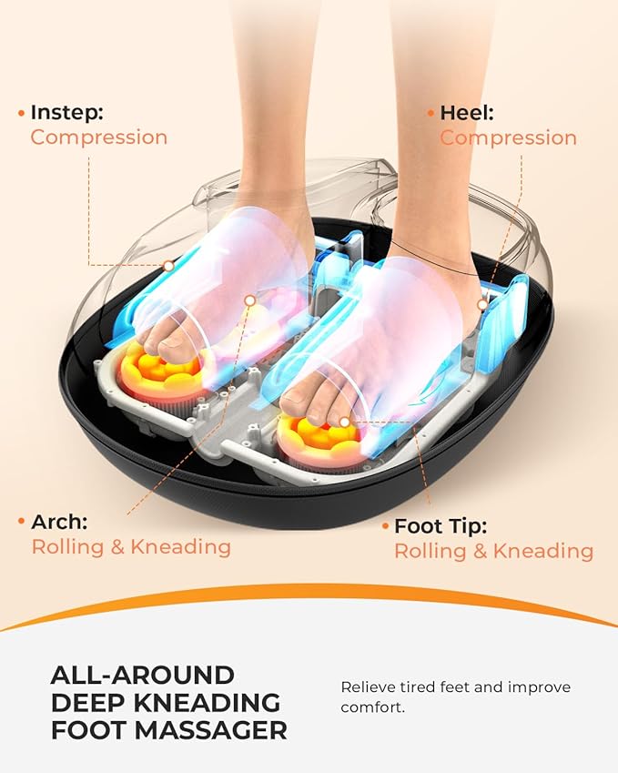 CooCoCo FSA Eligible Foot Massager with Heat, Upgraded Shiatsu Feet Massager for Plantar Fasciitis, Neuropathy, Gifts for Women Men Mom, Feet Massage Machine with Kneading, Compression, Size 14-VivaGrace Women