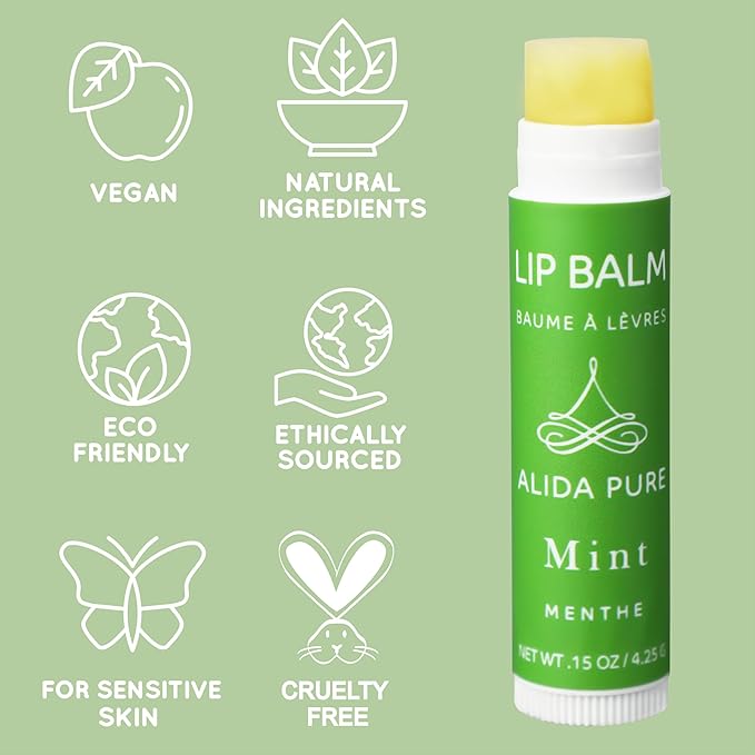 Mint Lip Balm Collection, Vegan Lip Balm Set, Beeswax Free, with Avocado Oil, Organic Jojoba Oil, and Vitamin E, Natural Moisturizer for Dry, Chapped Lips, 5 Tube Set-VivaGrace Women