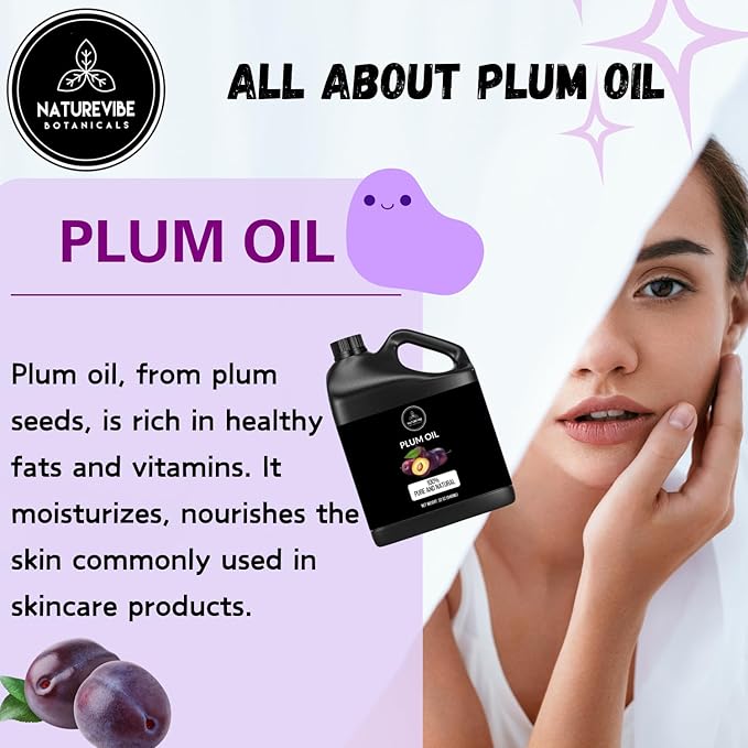Naturevibe Botanicals Plum Oil 32 Ounces | 100% Pure and Natural | Great for Skin Care and Hair Care-VivaGrace Women