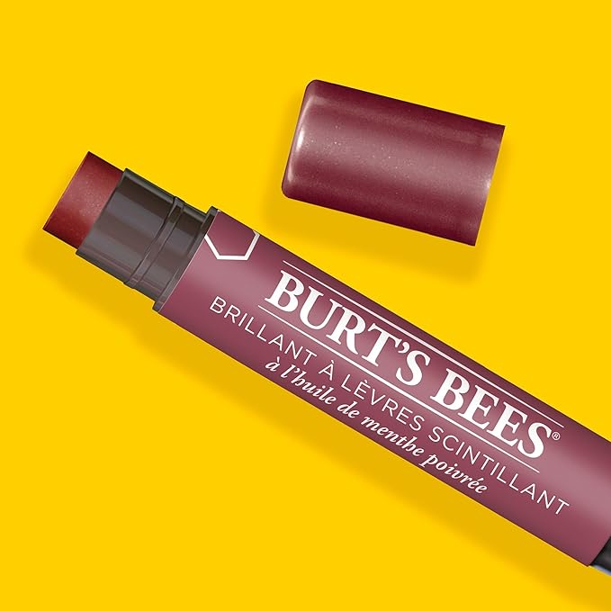 Burt's Bees Shimmer Lip Tint Set, Tinted Lip Balm Stick, Moisturizing for All Day Hydration with Natural Origin Glowy Pigmented Finish & Buildable Color, Fig (4-Pack)-VivaGrace Women