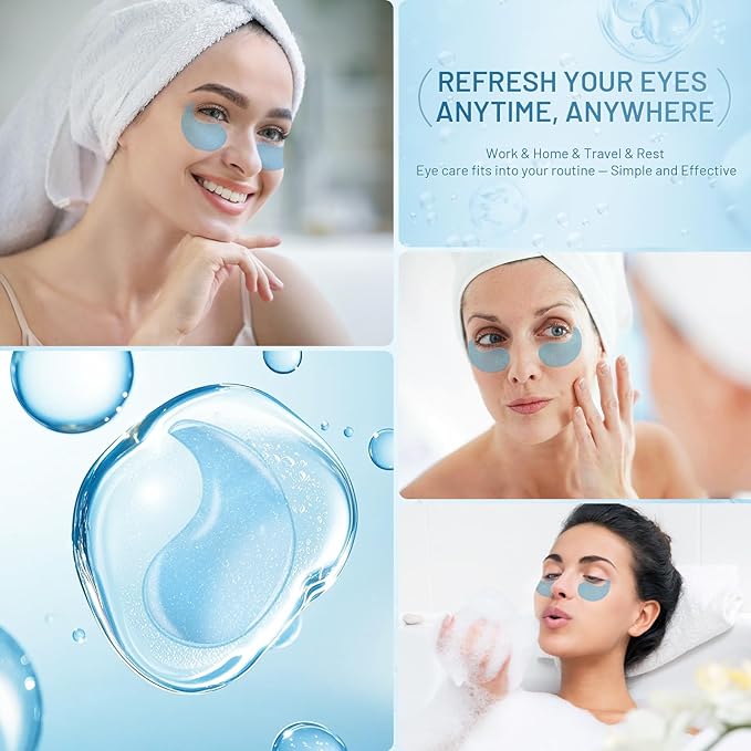 Under Eye Masks Patches - Hyaluronic Acid Collagen for Dark Circles,Eye bags, Fine Lines,puffiness Smoothing Skin Care Treatment Hydrating for Women and Men, (60 Pcs) Blue-VivaGrace Women