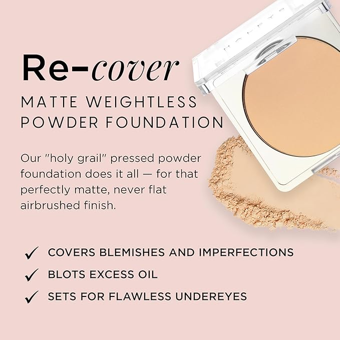 HALEYS Re-cover Pressed Powder Foundation Makeup (3.25) - Buildable Medium-to-Full Coverage, Oil Control & All-Day Comfortable Wear - Versatile Powder That Conceals Imperfections-VivaGrace Women
