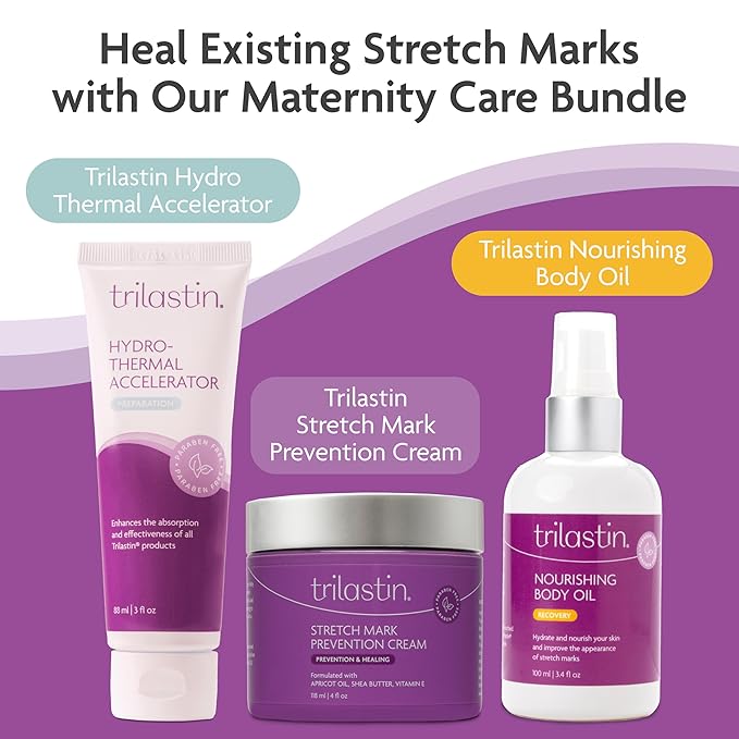 TriLASTIN Maternity Stretch Mark Cream for Pregnancy - 4 fl oz - Paraben-Free & Hypoallergenic - Prevents Stretch Marks & Improves Elasticity - Shea Butter & Belly Cream for Pregnant Women-VivaGrace Women