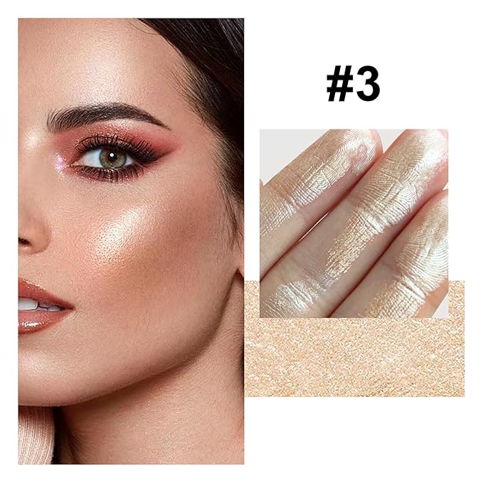 Face Highlighter Makeup Palette, Shimmer Glitter Diamond Sparkly Highlighters Makeup Palette Powder for Face Body Cheek Skin 03# Champagne Gold-VivaGrace Women