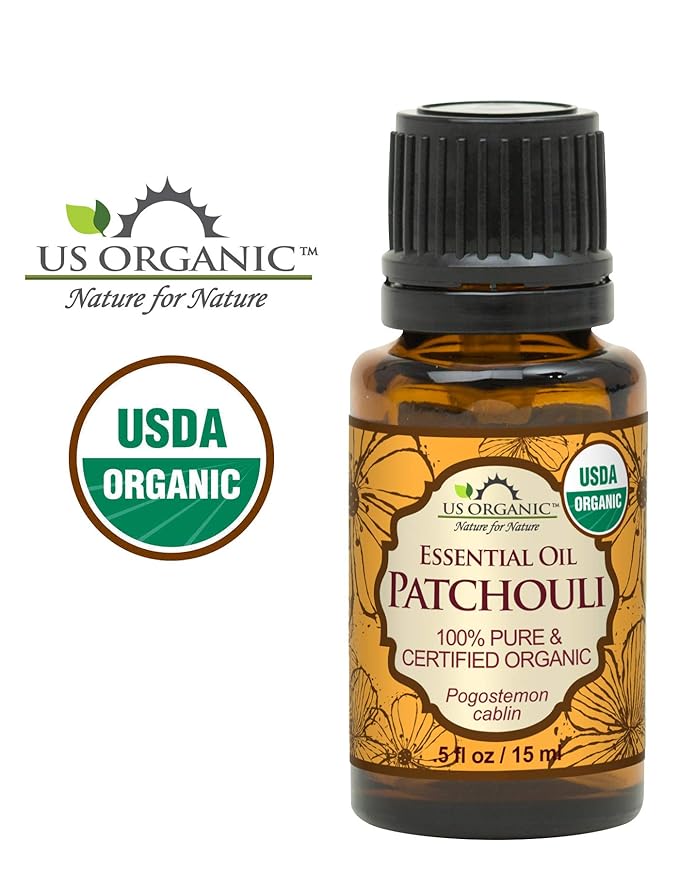 US Organic 100% Pure Patchouli Essential Oil - USDA Certified Organic, Steam Distilled - W/Euro droppers (More Size Variations Available) (15 ml / .5 fl oz)-VivaGrace Women