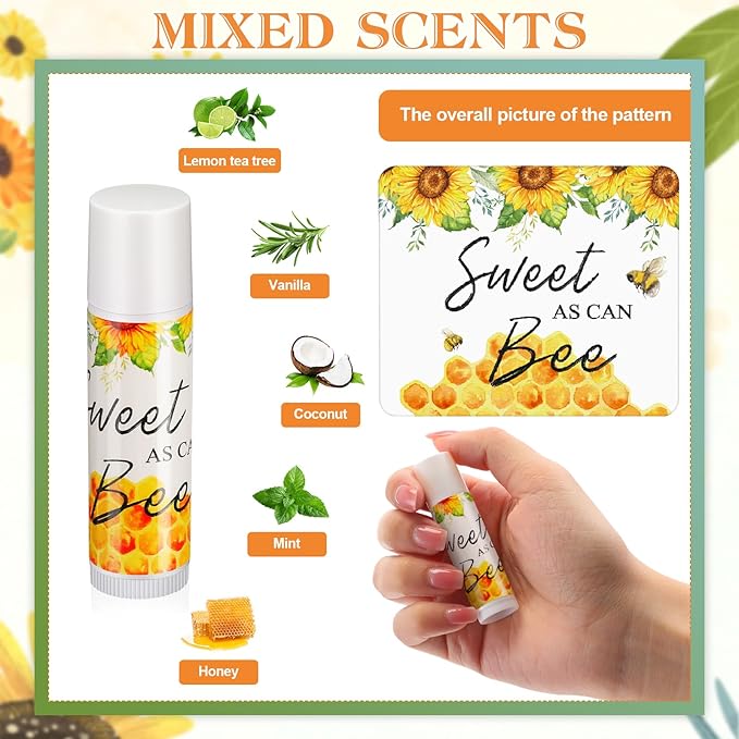 Fumete 50 Set Bee Favors Baby Shower Thank You Gifts Lip Balms for Guests Boys Girls Gender Reveal Favors for Baby Shower Bee Party Prizes Souvenirs Bags Stuffer Classroom Prizes-VivaGrace Women