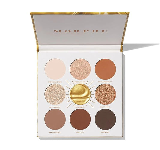 Morphe Rich & Foiled Artistry Palette - Foil-Effect Eyeshadow Palette with Matte, Shimmer & Foil Finishes - Brown & Gold Eyeshadow with Luminous Payoff - Gold Seeker (0.35 oz)-VivaGrace Women