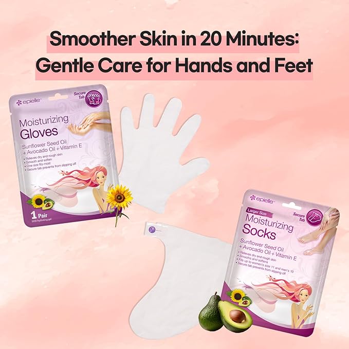 Epielle Moisturizing Foot Masks 6 Pairs, Deep Moisturizing Socks for Dry Feet & Cracked Heels, Relieve and Soften with Sunflower Seed Oil & Avocado Oil, Korean Skin Care, Spa Self Care Gifts for Women-VivaGrace Women