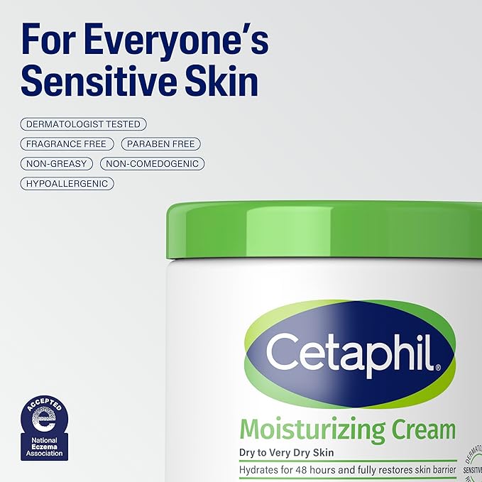 Cetaphil Face & Body Moisturizer, Hydrating Moisturizing Cream for Dry to Very Dry, Sensitive Skin, NEW 20 oz, Fragrance Free, Non-Comedogenic, Non-Greasy (Packaging May Vary)-VivaGrace Women