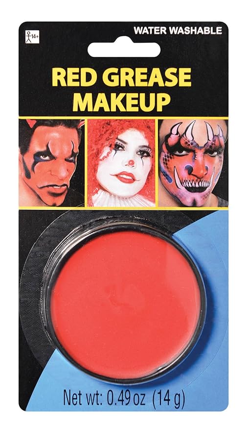 amscan Red Grease Makeup - 0.49 oz. (Pack of 1) - Pigmented & Long-Lasting Formula Perfect for Halloween & Theatrical Performances-VivaGrace Women