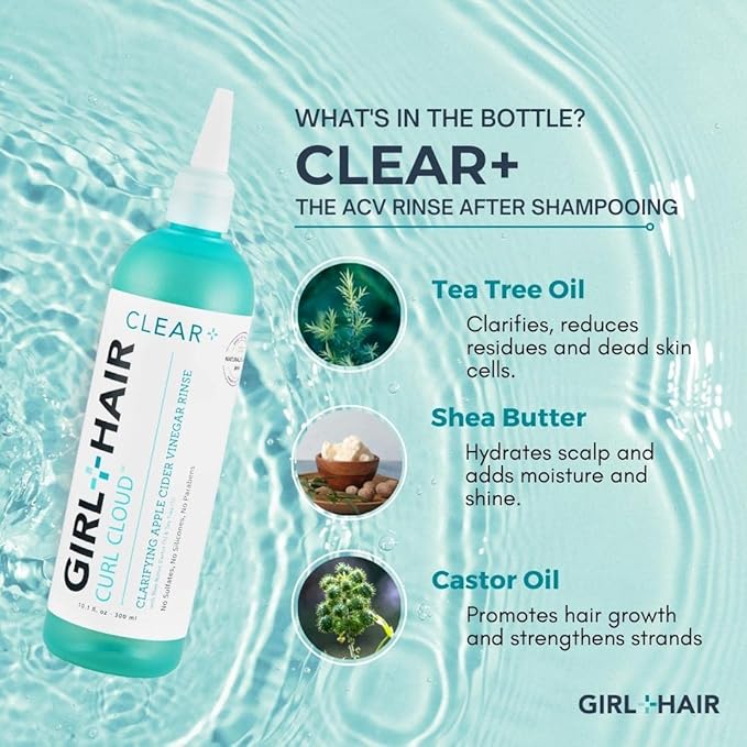 GIRL+HAIR Clear and Refresh Set, Refresh Plus Aloe Vera, Biotin, Apple Cider Vinegar Hair Rinse Removes Scalp Buildup, No Sulfates-VivaGrace Women
