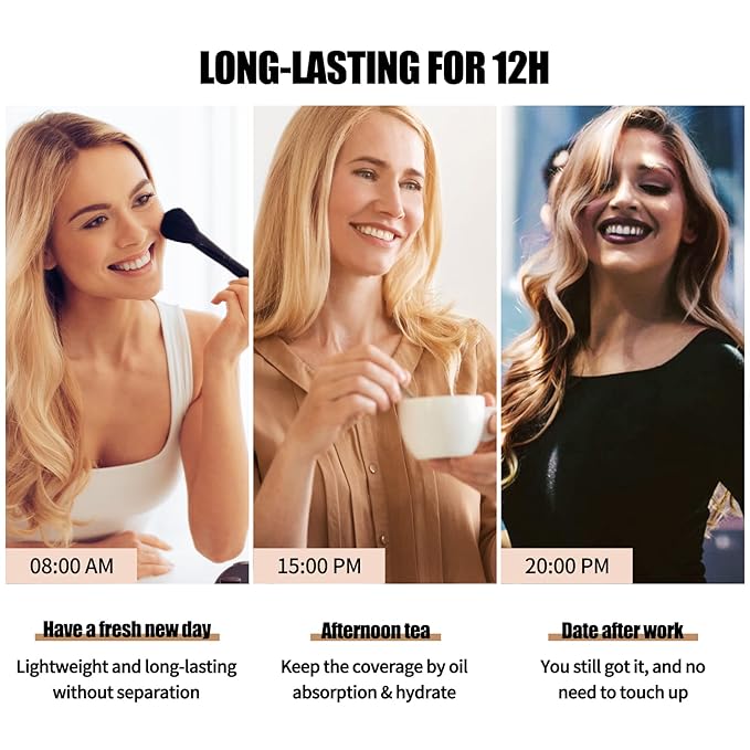 Matte Oil Control Concealer Foundation Flawless Soft Long Lasting Foundation Makeup,Waterproof Full Coverage Face Makeup Strong Concealer Foundation for Oily Acne Skin (#101 Porcelain)-VivaGrace Women