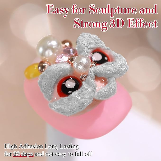 Double Rhythm 3D Nail Gel Solid Sculpting Gel for Nail Art Non-Sticky Hard Gel for Building Carving Molding Nail Extension Soak Off UV/LED Salon Home DIY 0.5 Oz (Gypsum Silver Gray)-VivaGrace Women