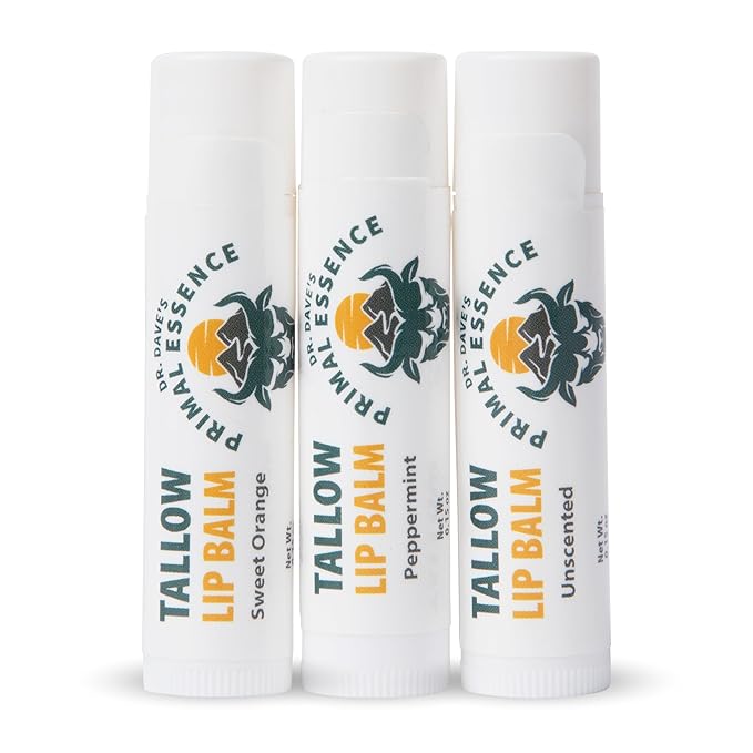 Moisturizing Tallow Lip Balm – Grass-Fed Beef Tallow with Organic Coconut Oil, Beeswax, and Vitamin E – Lip Balm Set – Variety Pack – Travel Essential – 3-Pack-VivaGrace Women