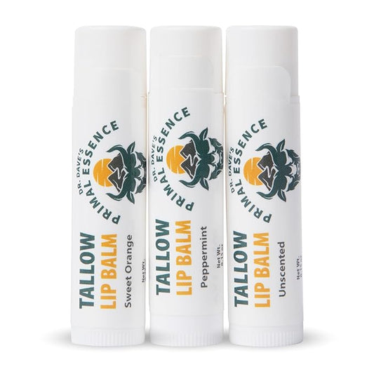 Moisturizing Tallow Lip Balm – Grass-Fed Beef Tallow with Organic Coconut Oil, Beeswax, and Vitamin E – Lip Balm Set – Variety Pack – Travel Essential – 3-Pack-VivaGrace Women