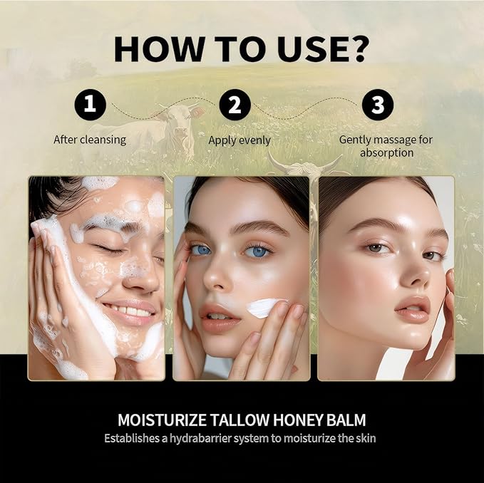 Organic Grass Fed Whipped Tallow and Honey Balm 4oz - Facial Cream, Lip Moisturizer, Body Balm-VivaGrace Women