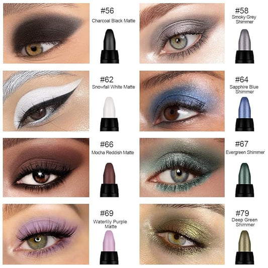 Kaely 8Pcs Cream Eye Shadow Sticks Set, Matte Shimmer Eyeliner Pencil Eyeshadow Palette Makeup, Eye Highlighter Brightener Stick for Older Women Waterproof Pigmented, sombras para ojos, New-10-VivaGrace Women