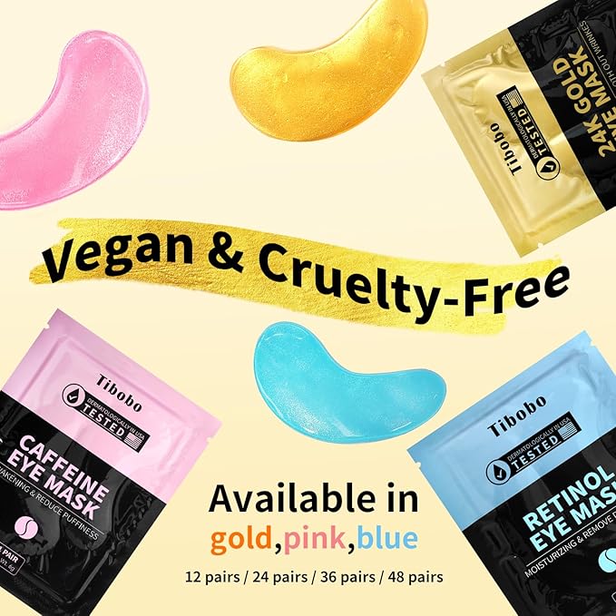 Under Eye Patches(12 Pairs), 24K Gold, Caffeine, Retinol Eye Masks for Puffy Eyes, Wrinkles, Dark Circles, Undereye Bags Treatment - Restoring & Awakening & Moisturizer Skin care Gift for Women-VivaGrace Women