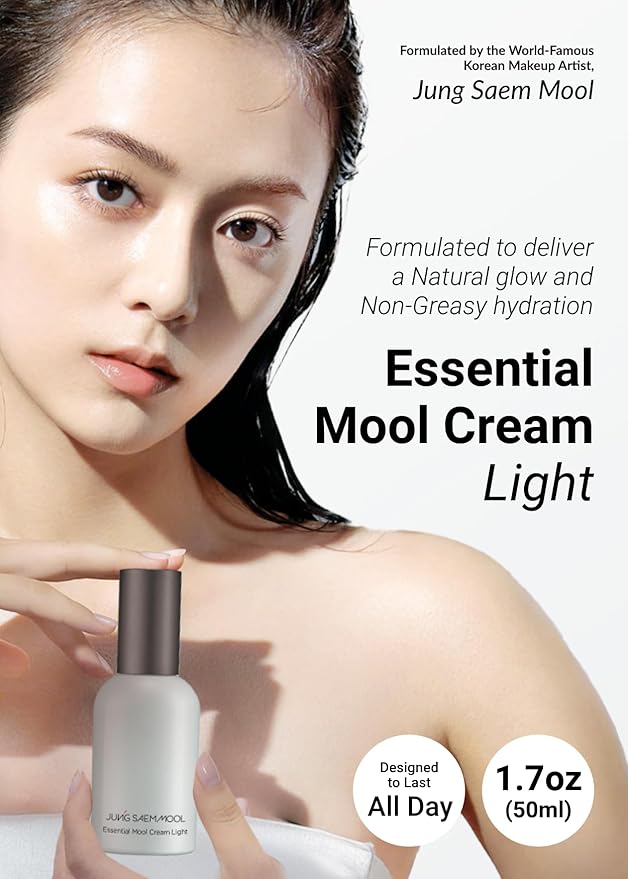 JUNG SAEM MOOL Essential Mool Cream Light 1.7 Fl Oz, Hydrating Water Cream with Ceramide and Centella, Perfect Prep Step Before Cushion Foundation for Smooth, Radiant Finish, Korean Skincare-VivaGrace Women