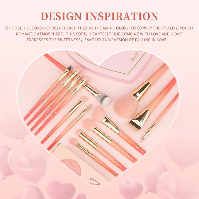 DUcare Makeup Brushes Set 14Pcs Love Struck Makeup Brush Set Premium Synthetic Kabuki Foundation Blending Face Powder Blush Concealers Eye Shadows Brushes-VivaGrace Women
