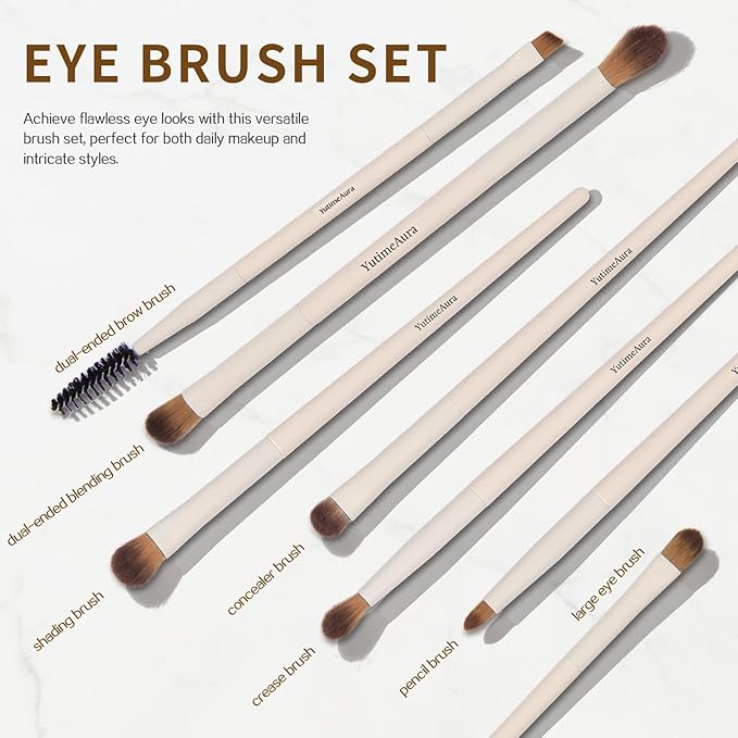 Makeup Brush Set 10pc, Dual-Ended Makeup Brushes For Bronzer, Contour, Eyeshadow, Blush, Concealer & Foundation Application-VivaGrace Women