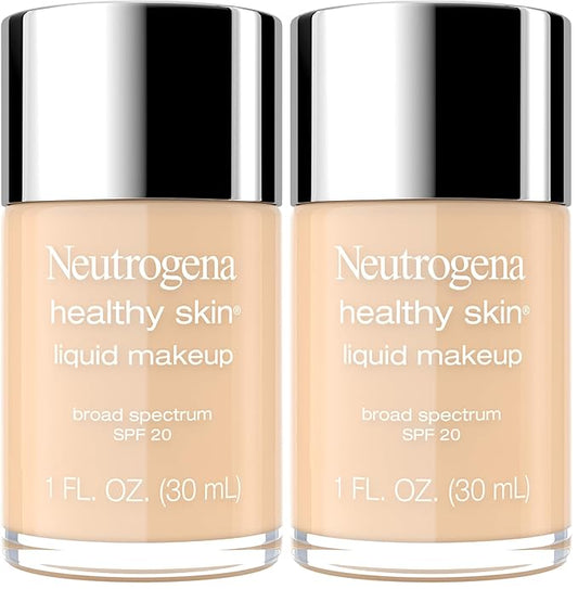 Neutrogena Healthy Skin Liquid Makeup Foundation, Broad Spectrum SPF 20 Sunscreen, Lightweight & Flawless Coverage Foundation with Antioxidant Vitamin E & Feverfew, Natural Beige, 1 fl. oz (Pack of 2)-VivaGrace Women