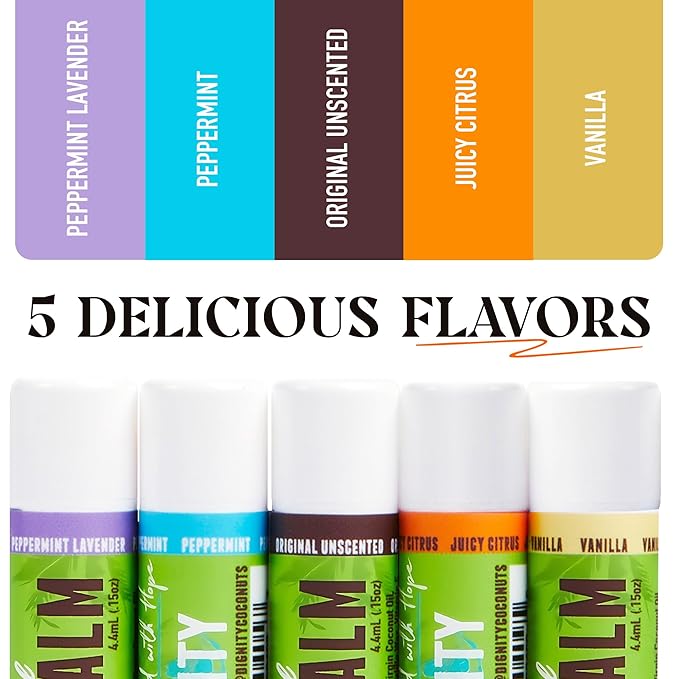 Moisturizing Lip Balm – Soothing & Fragrance-Free, Pack of 5 - Vegan w/Nourishing Coconut Oil, Cocoa Butter & Essential Oils – 4.4ml (0.15oz) Each – Lip Care Set-VivaGrace Women