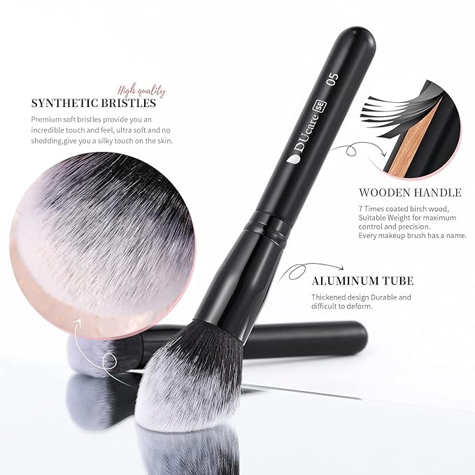 DUcare 27Pcs Makeup Brush Set Black Professional Premium Cosmetic Brushes for Foundation, Concealer, Eyeshadow, Blending, Powder, Contouring-VivaGrace Women