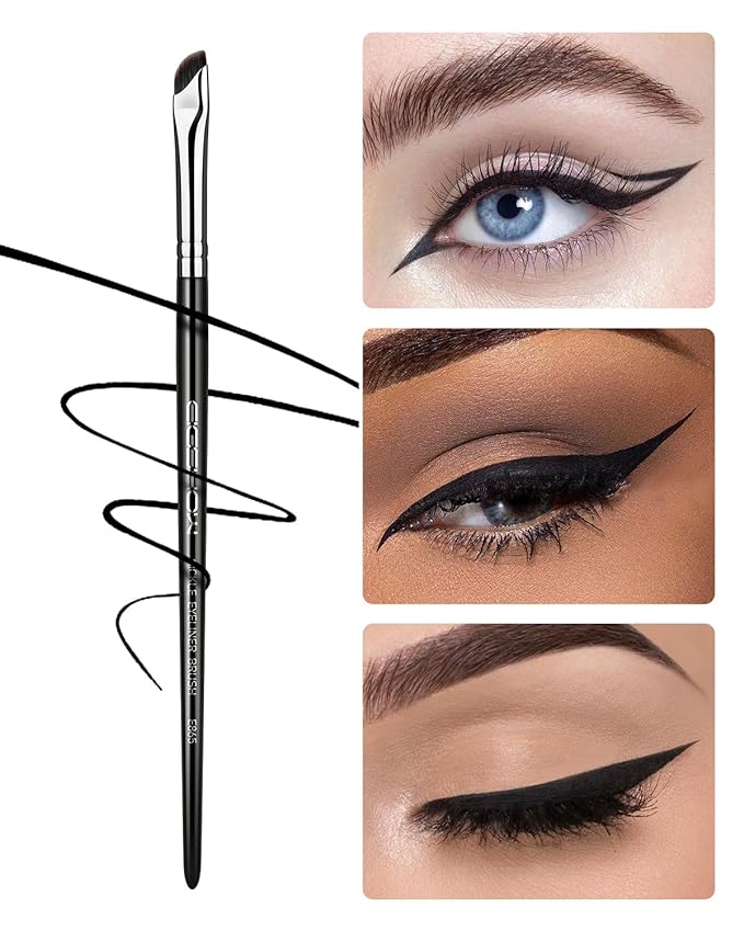 Eyeliner Brush, EIGSHOW Sickle Angled Gel Eyeliner Makeup Brush for Precise Eye Liner, Eyebrow, Eyelid with Ultra Thin Curved Vegan Bristles (E865)-VivaGrace Women