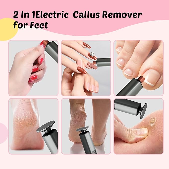 Electric Foot Callus Remover & Nail File - Electric Callus Remover for Feet, 9 Adjustable Speeds, 1800mAh Rechargeable, Portable Aluminum Body w/Type-C Charging for Home & Travel (Black)-VivaGrace Women
